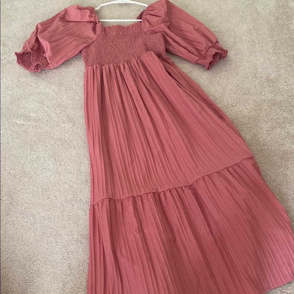 Elegant Pink smocked Dress